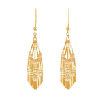 14K Yellow Gold Fringe Beaded Dangle Earrings