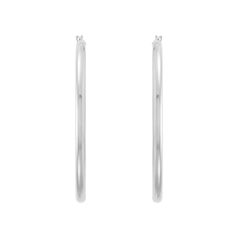 14K White Gold Polished Large Hoop Earrings