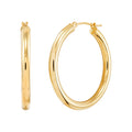 14K Yellow Gold Polished Round Tube Large Hoop Earrings