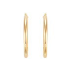 14K Yellow Gold Polished Round Tube Large Hoop Earrings