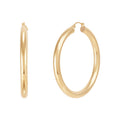 14K Yellow Gold Polished Round Tube Large Hoop Earrings