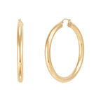 14K Yellow Gold Polished Round Tube Large Hoop Earrings