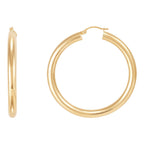 14K Yellow Gold Polished Round Tube Large Hoop Earrings