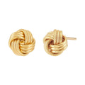 14K Yellow Gold Textured Love Knot Stud Earrings