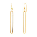14K Yellow Gold Long Drop Paper Clip Hook Earrings