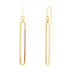 14K Yellow Gold Long Drop Paper Clip Hook Earrings