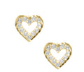 Children's 14K Gold White Topaz Open Heart Stud Earrings