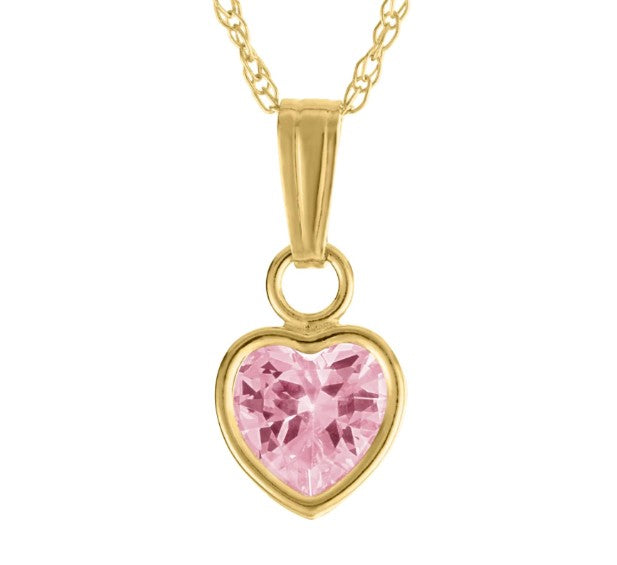 Children's 14K Gold Pink Heart Necklace