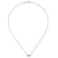 Lady's White 14 Karat Rectangular Diamond Bar Necklace Length 17.5 With 0.18Tw Round Diamonds