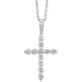 14K White Gold Diamond Cross Pendant