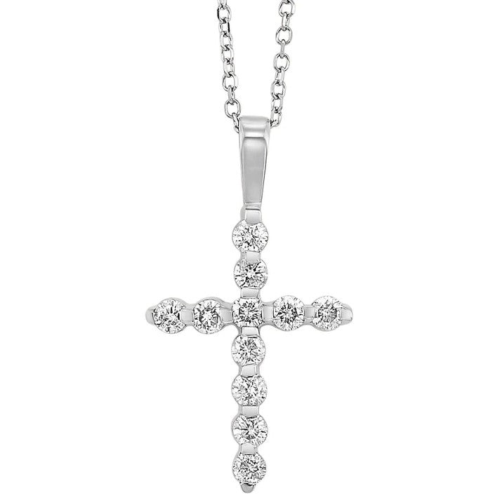 14K White Gold Diamond Cross Pendant