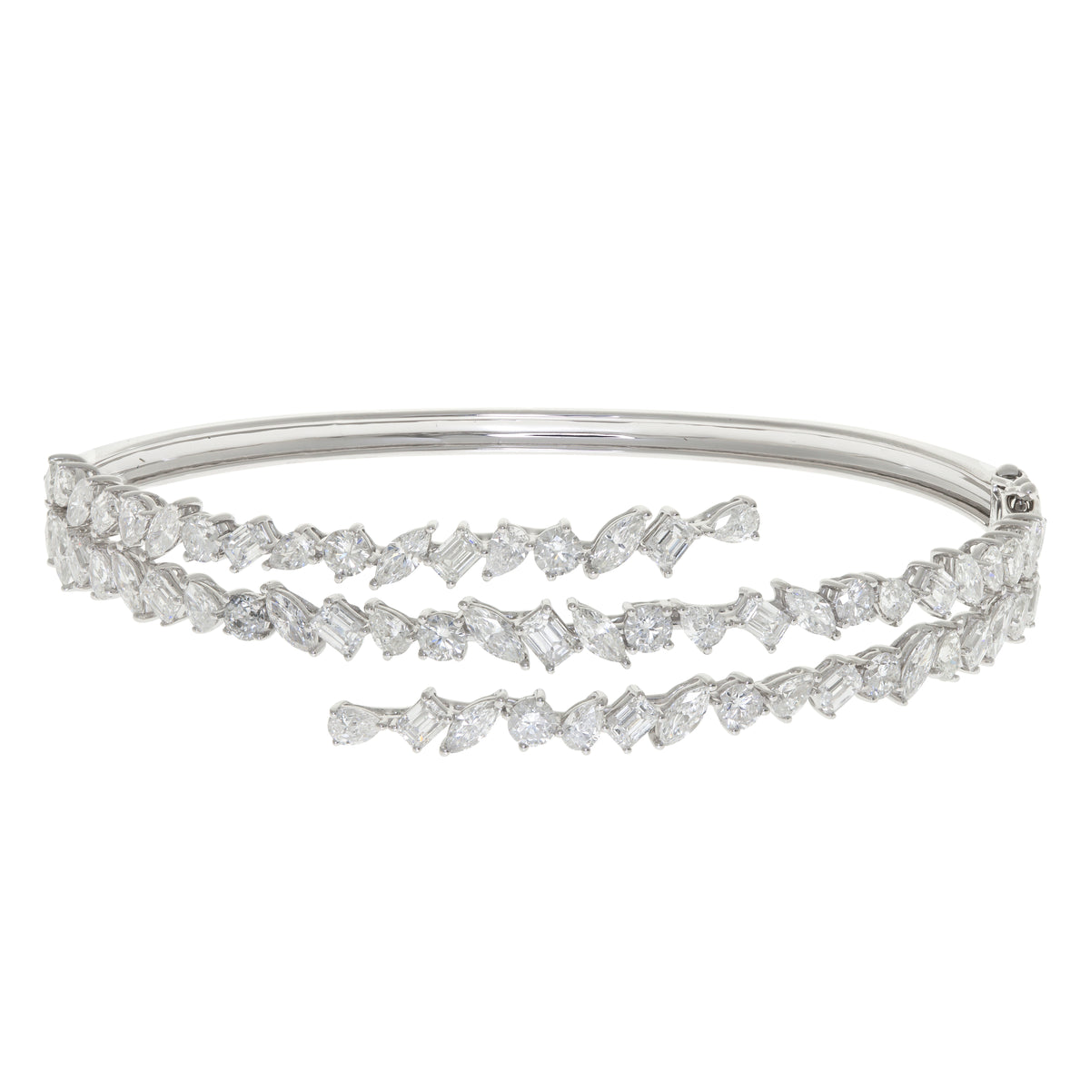 18K White Gold Three Row Multi-Shape Diamond Bracelet