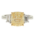 Two Tone 18K Yellow & White Gold Three Stone Yellow Diamond Ring
