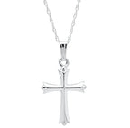 Children's 14K White Gold Cross Pendant With Chain
