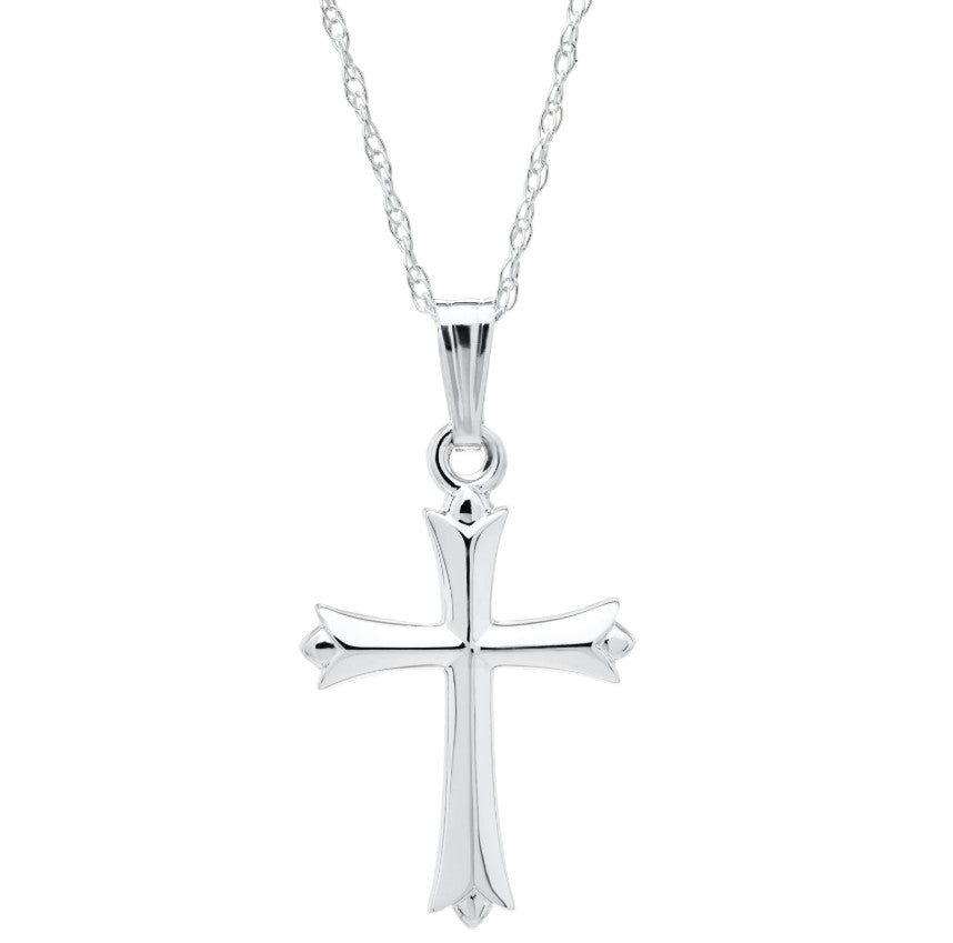Children's 14K White Gold Cross Pendant With Chain