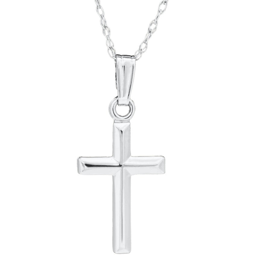 Children's 14K White Gold Cross Necklace