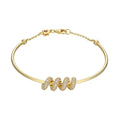 Sterling Silver 14K Gold Plated Spiral Bracelet With Round CZs