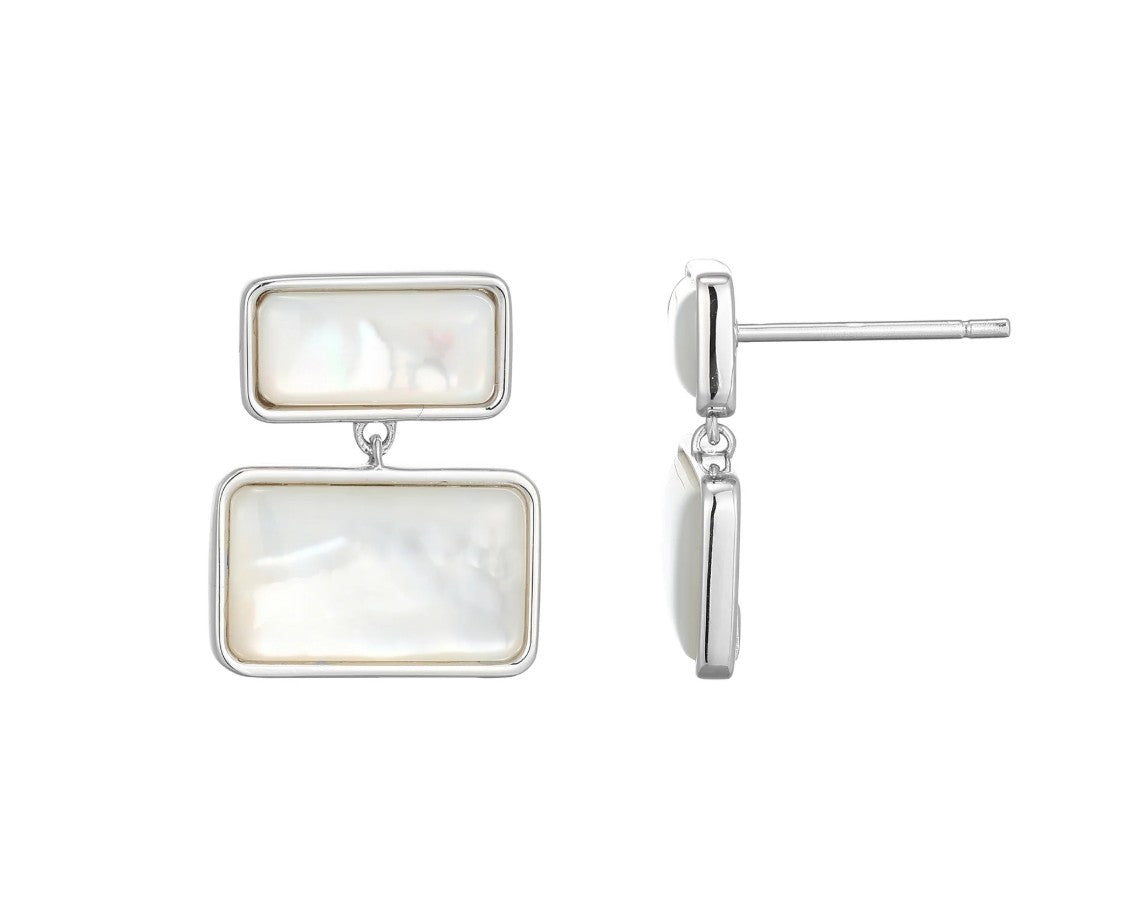 Sterling Silver Mother of Pearl Tiered Earrings