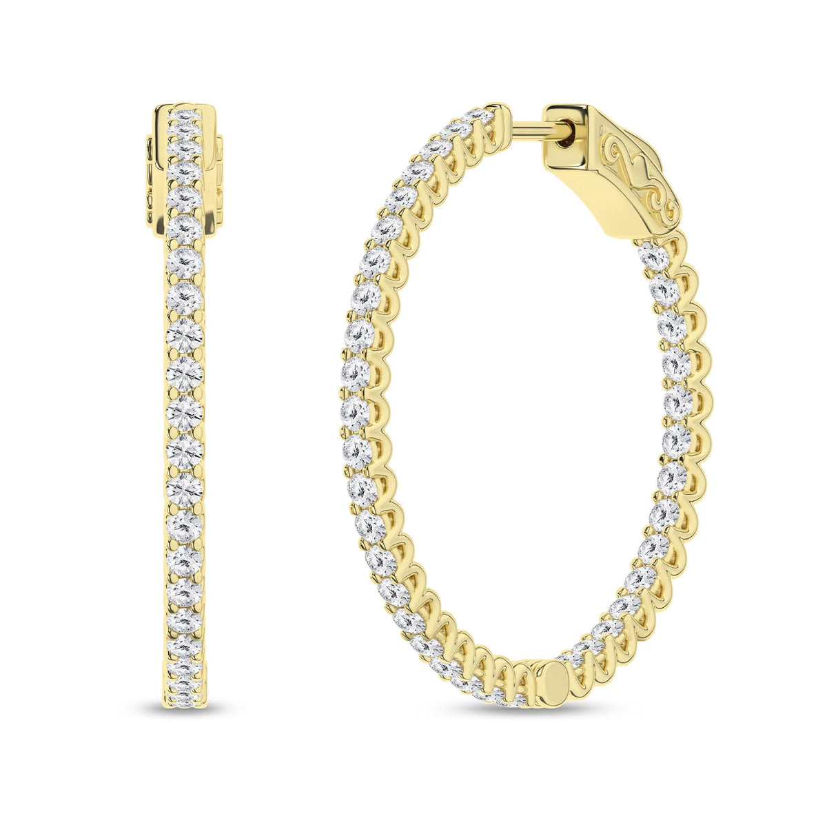 14K Yellow Gold Labgrown Diamond Hoops