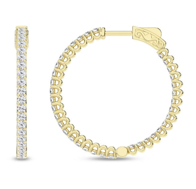 14K Yellow Gold Labgrown Diamond Hoops