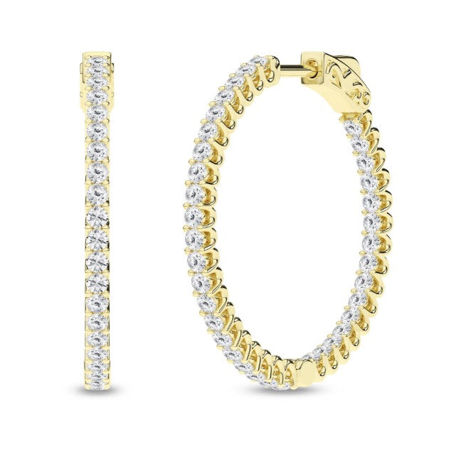 14K Yellow Gold Labgrown Diamond Hoops