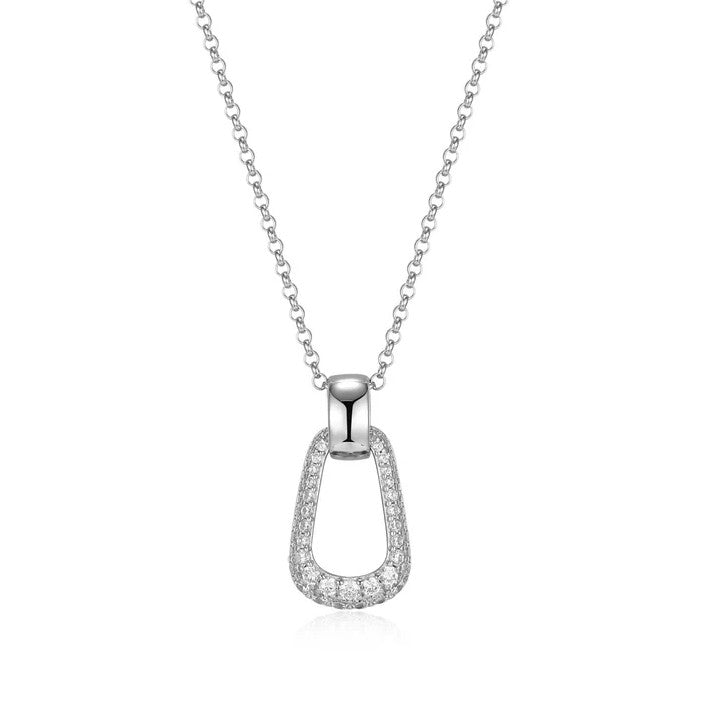 Sterling Silver Drop Link Pendant Necklace