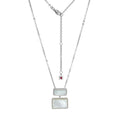 Sterling Silver Tiered Retangular Cut White Mother Of Pearl Necklace