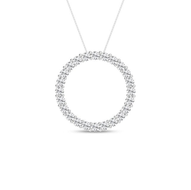 14K White Gold Lab Grown Diamond Circle Pendant