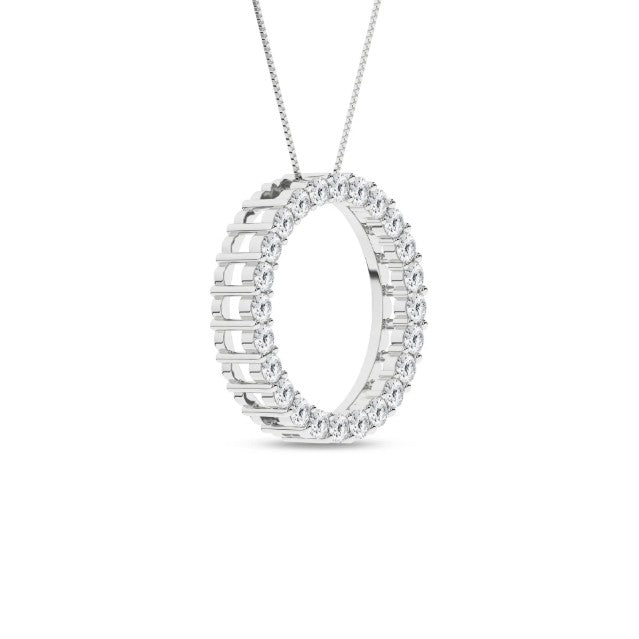 14K White Gold Lab Grown Diamond Circle Pendant