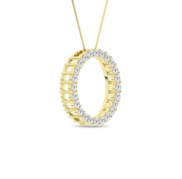 14K Yellow Gold Lab Grown Diamond Circle Pendant