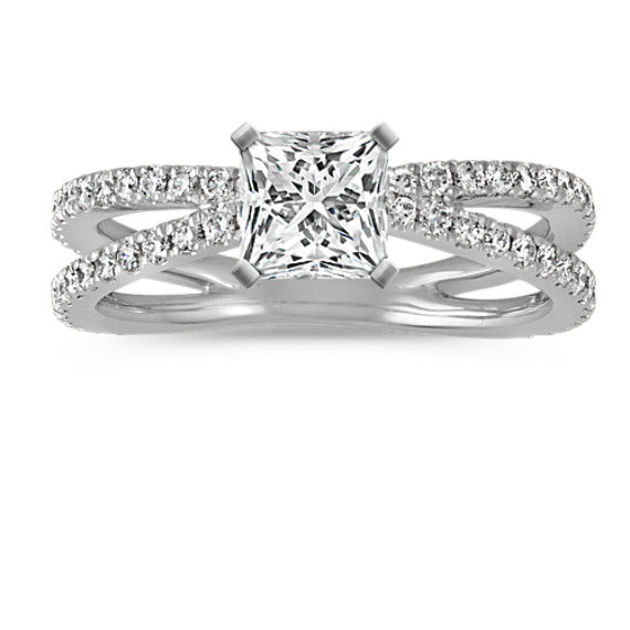 18K White Gold Diamond Engagement Ring