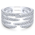 Lady's White 14 Karat Contemporary Fashion Wide Band Pave Diamond Ring