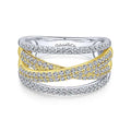 14K Two Tone Geometric Twisted Fashion Ring
