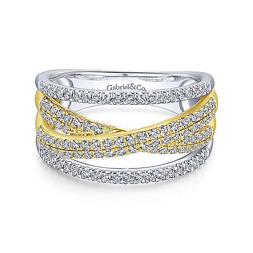 14K Two Tone Geometric Twisted Fashion Ring