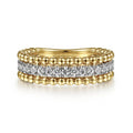 Two Tone 14K Yellow & White Gold Three Row Bujukan Beaded Ring