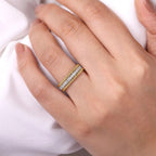 Two Tone 14K Yellow & White Gold Three Row Bujukan Beaded Ring