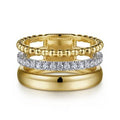 Two Tone 14K Yellow & White Gold Diamond Fashion Ring