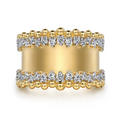 14K Yellow Gold Wide Band Diamond Fashion Ring