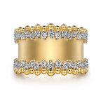 14K Yellow Gold Wide Band Diamond Fashion Ring