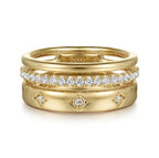 14K Yellow Gold Stackable Diamond Fashion Ring