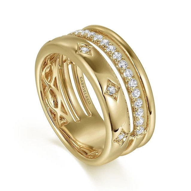 14K Yellow Gold Stackable Diamond Fashion Ring