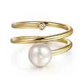 14K Gold Pearl Diamond Ring