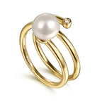 14K Gold Pearl Diamond Ring
