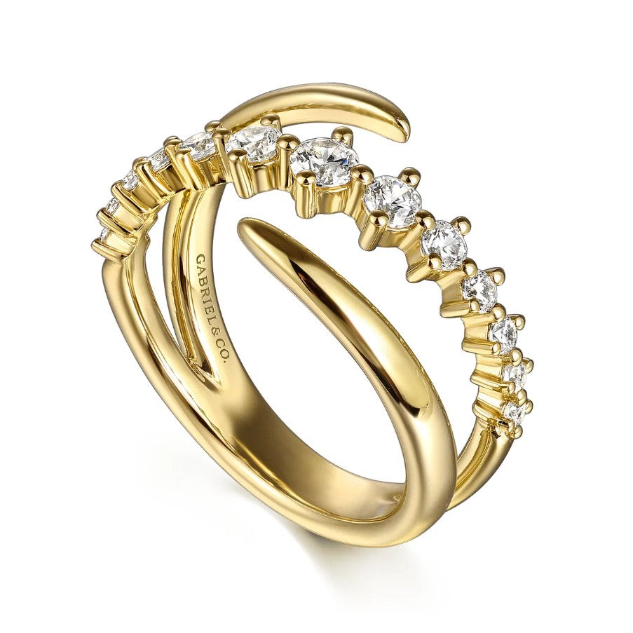 14K Yellow Gold Diamond Bypass Ring