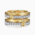 Two & Tone 14K Yellow & White Gold Four Row Diamond Fashion Ring