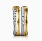 Two & Tone 14K Yellow & White Gold Four Row Diamond Fashion Ring