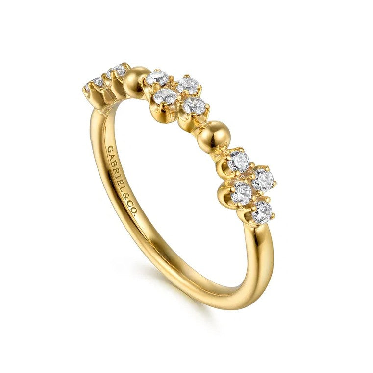 14K Gold Bujukan Diamond Clover Fashion Ring
