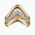 Two Tone 14K Yellow & White Chevron Diamond Fashion Ring