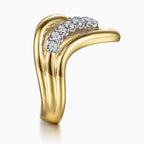 Two Tone 14K Yellow & White Chevron Diamond Fashion Ring