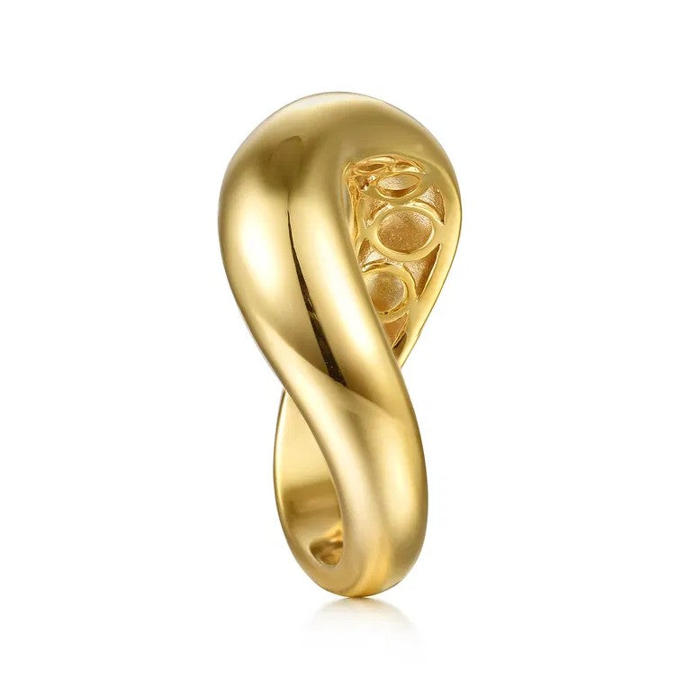 14K Gold Wave Stackable Polished Ring